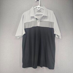 Pebble Beach Dry Luxe Performance Men's Golf Polo, Blk/Gray Color Block, XXL